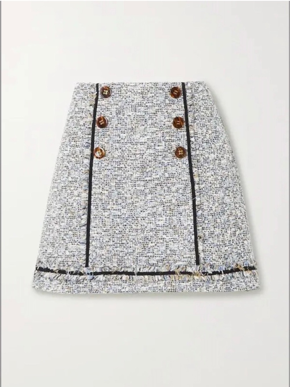 Veronica Beard Alfie Blue Tweed Button Mini Skirt Size 00
